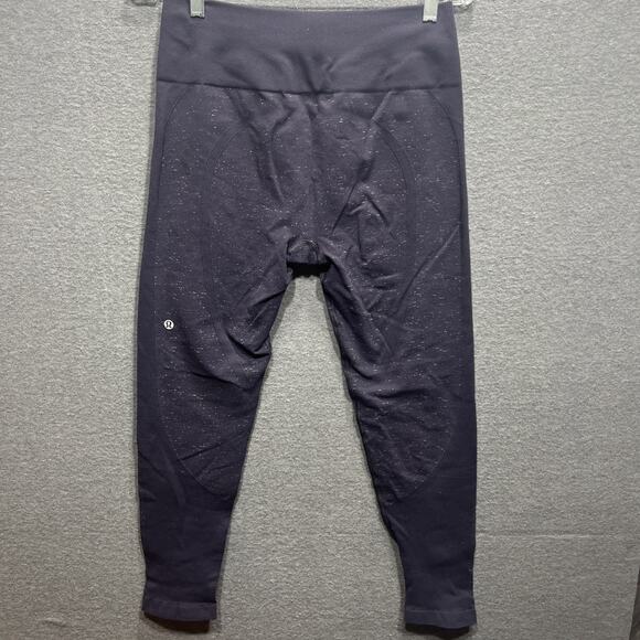 Lululemon Free To Flow 7/8 Seamless Knit Leggings Midnight Navy Women Size 8/10 - Picture 9 of 11